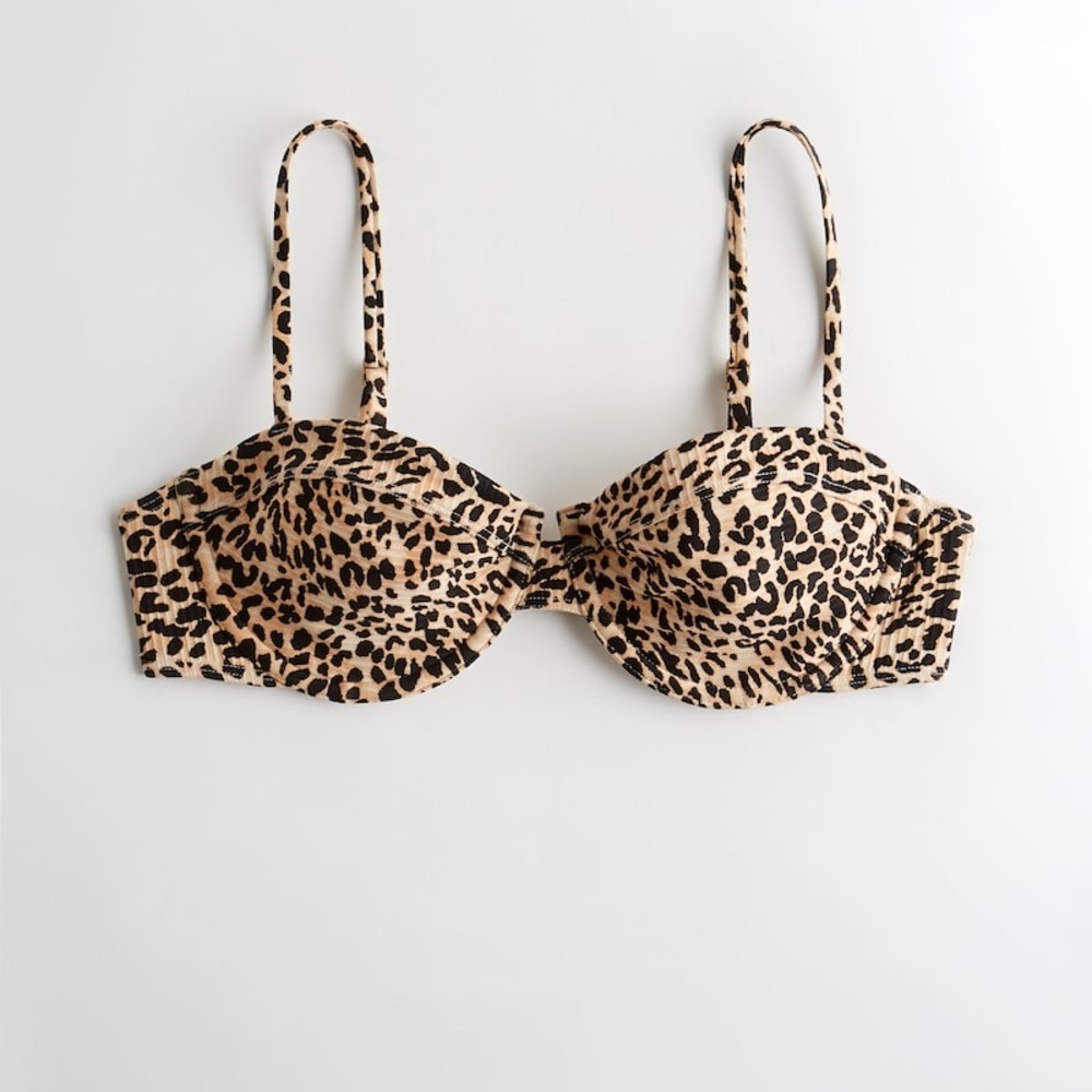 Ribbed Leopard Lightly Lined Bikini Top